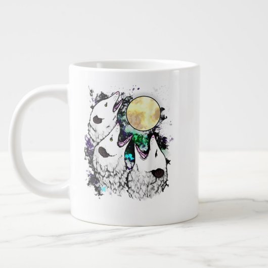 Funny Opossum Moon Cute Screaming Possum ジャンボコーヒーマグカップ (左)