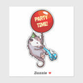 Funny Opossum Party Time! Red Balloon Cartoon シール (シート)