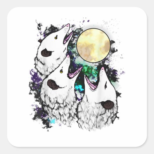 Funny Opossum Sticker | Cute Screaming Possum スクエアシール (正面)