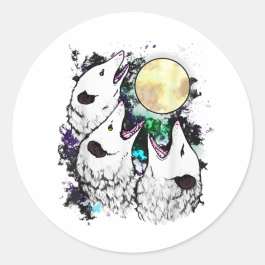 Funny Opossum Sticker | Cute Screaming Possum ラウンドシール (正面)