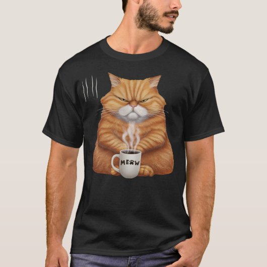 Funny Orange Cat Coffee Tee Meow Meme For Women Me Tシャツ (正面)