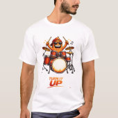 Funny Orange Drummer Character Music Illustration Tシャツ (正面)