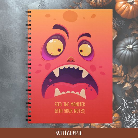 Funny Orange Monster Halloween Notebook ノートブック
