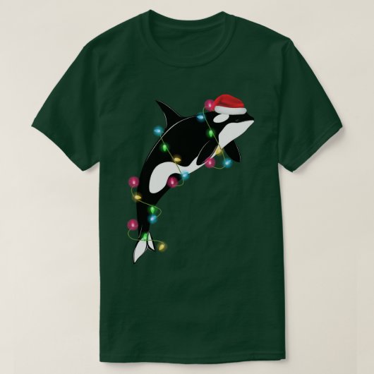 Funny Orca Killer Whale Santa Hat Christmas Sea An Tシャツ (デザイン正面)