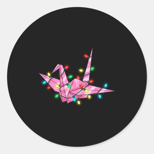 Funny Origami Christmas Graphics Lights Lover  ラウンドシール (正面)