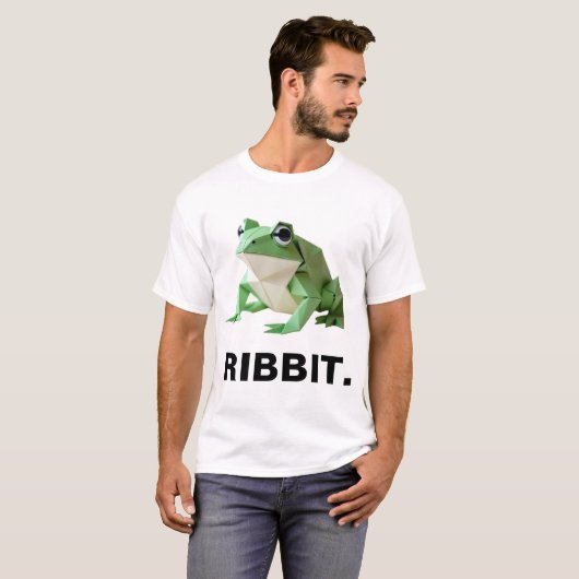 Funny Origami Frog RIBBIT Tシャツ (正面フル)