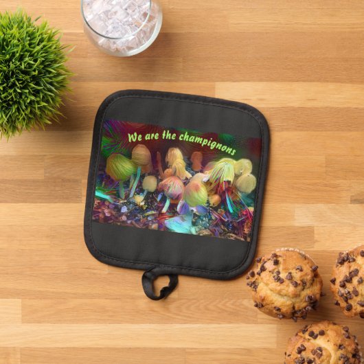 Funny Original Pot Holder “We are the champignons” 鍋敷き (トップダウン)