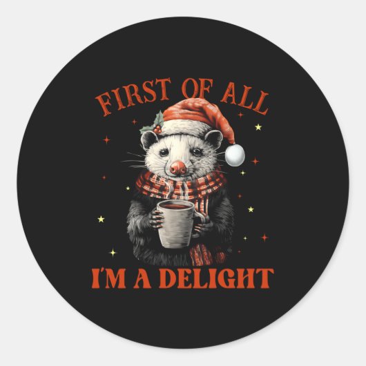 Funny Ossums First Of All I'm A Delight Merry Chri ラウンドシール (正面)