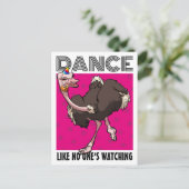 Funny Ostrich Dance Like No One's Watching Cartoon ポストカード (スタンド正面)