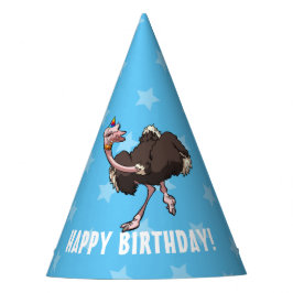Funny Ostrich Happy Birthday Dancing Party Cartoon パーティーハット