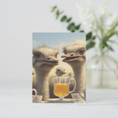 Funny Ostrich Teatime ポストカード (スタンド正面)