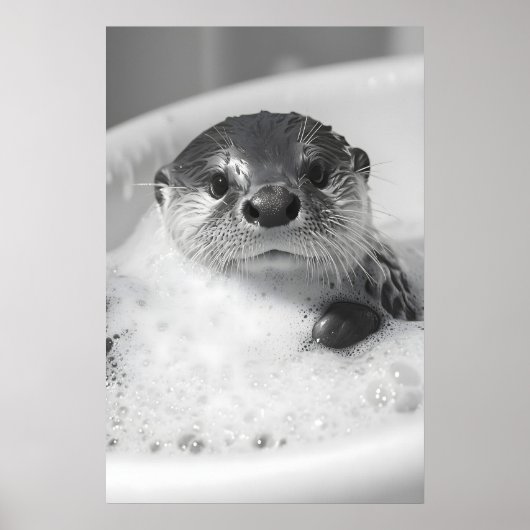 Funny Otter Bubble Bath Print, Bathroom Wall Art ポスター (正面)