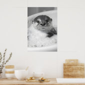 Funny Otter Bubble Bath Print, Bathroom Wall Art ポスター (キッチン)
