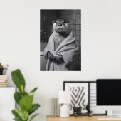 Funny Otter in Bathrobe Print, Bathroom Humor ポスター (ホームオフィス)