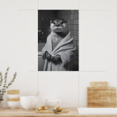 Funny Otter in Bathrobe Print, Bathroom Humor ポスター (キッチン)