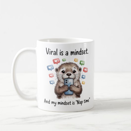 Funny Otter Nap Time Mug - Viral Mindset Coffee Cu コーヒーマグカップ (左)