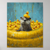 Funny Otter Rubber Duck Pool Poster ポスター (正面)