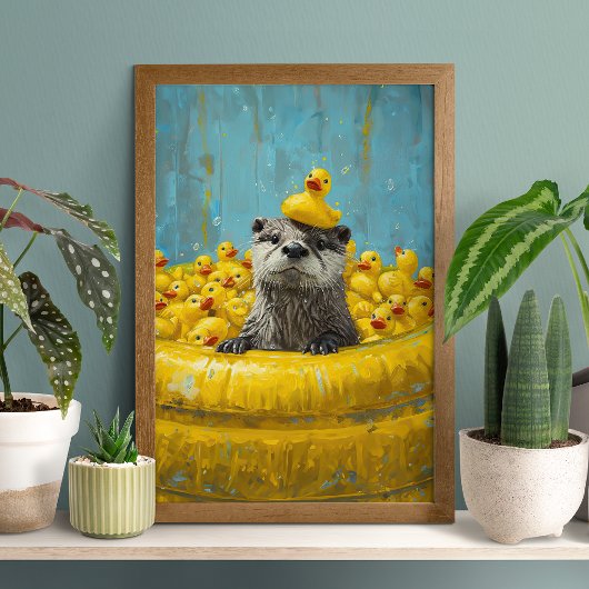Funny Otter Rubber Duck Pool Poster ポスター
