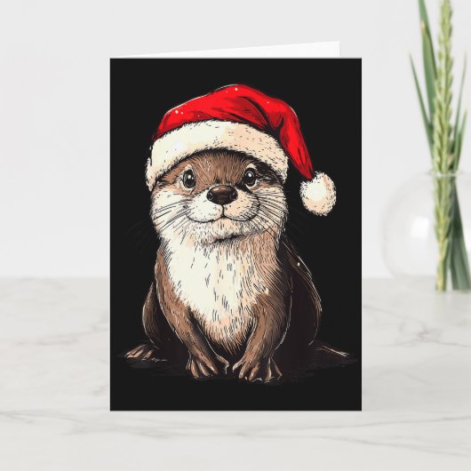 Funny Otter Santa Hat Xmas Otter Lovers Christmas  カード (正面)