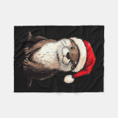 Funny Otter Santa Hat Xmas Otter Lovers Christmas フリースブランケット (正面(横))