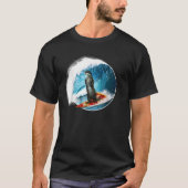 Funny Otter Surfing Otter riding a ocean Wave on a Tシャツ (正面)