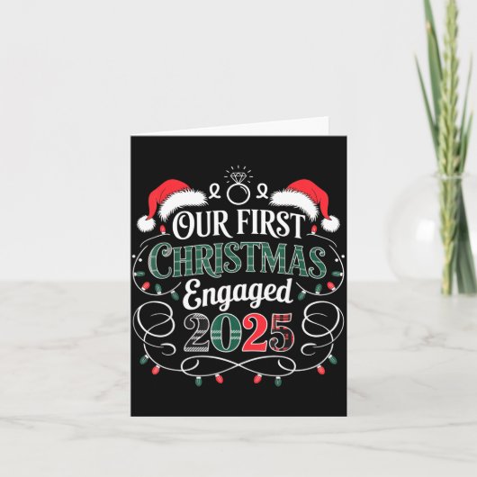Funny Our First Christmas Engaged 2025 Couples Paj カード (正面)