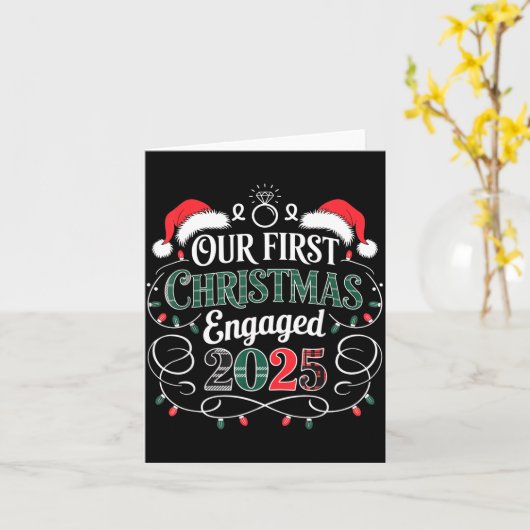 Funny Our First Christmas Engaged 2025 Couples Paj カード (黄色い花)