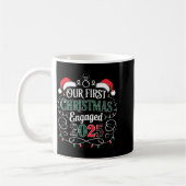 Funny Our First Christmas Engaged 2025 Couples Paj コーヒーマグカップ (左)