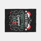 Funny Our First Christmas Engaged 2025 Couples Paj フリースブランケット (正面(横))