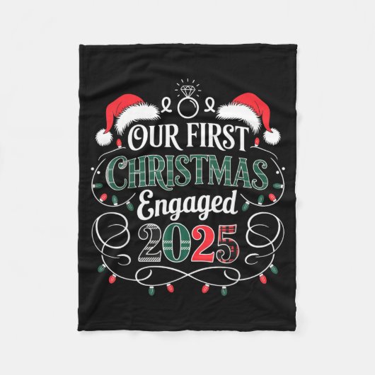 Funny Our First Christmas Engaged 2025 Couples Paj フリースブランケット (正面)