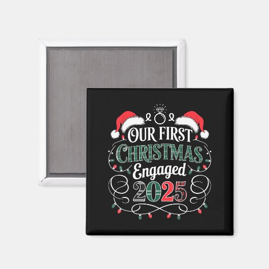 Funny Our First Christmas Engaged 2025 Couples Paj マグネット (正面/裏面)