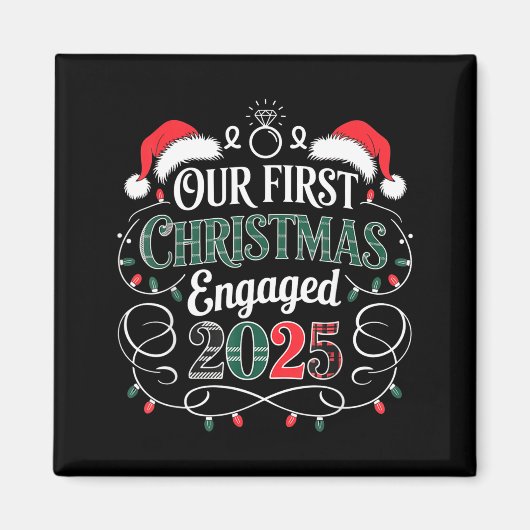 Funny Our First Christmas Engaged 2025 Couples Paj マグネット (正面)