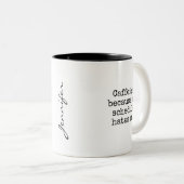 Funny Overbooked Coffee Lover Mug ツートーンマグカップ (正面右)