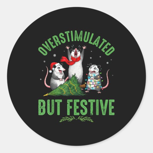 Funny Overstimulated But Festive Christmas Ssum Ho ラウンドシール (正面)
