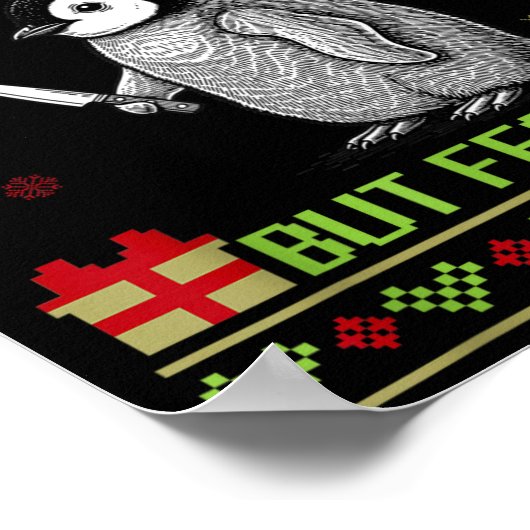 Funny Overstimulated But Festive Christmas Ugly Pe ポスター (角)