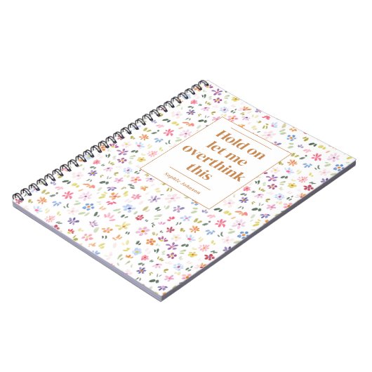 Funny Overthink This Quote Floral Personalized ノートブック (左側)