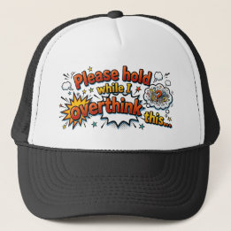 Funny Overthinker Retro Comic Style Trucker Hat キャップ