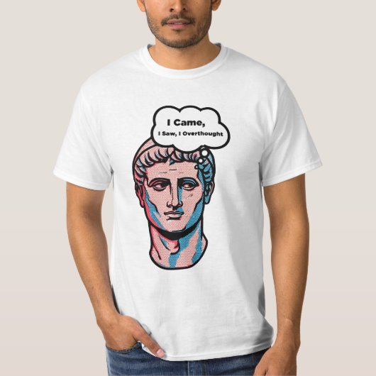 Funny Overthinking Roman Statue Pop Art T-Shirt Tシャツ (正面)