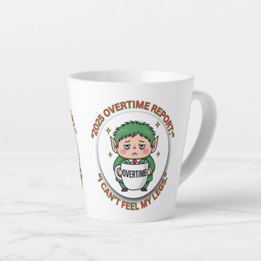 Funny Overtime Elf Christmas Coffee Mug – Office B カフェラテマグ (右アングル)