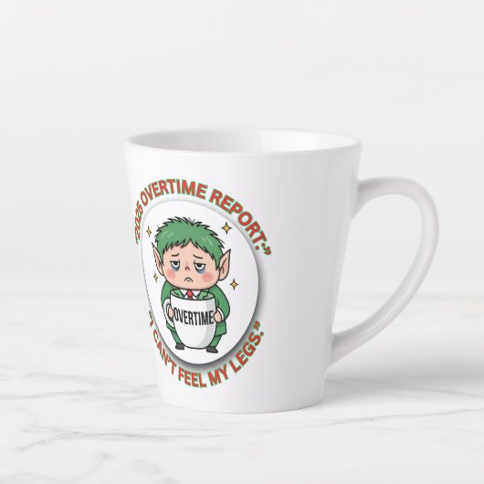 Funny Overtime Elf Christmas Coffee Mug – Office B カフェラテマグ (右)
