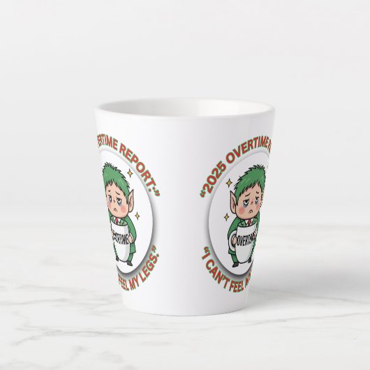 Funny Overtime Elf Christmas Coffee Mug – Office B カフェラテマグ (正面)
