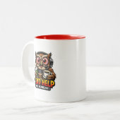  Funny Owl Coffee Espresso Office Mug ツートーンマグカップ (正面左)