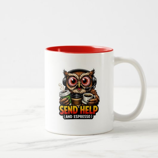  Funny Owl Coffee Espresso Office Mug ツートーンマグカップ (右)