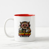  Funny Owl Coffee Espresso Office Mug ツートーンマグカップ (左)