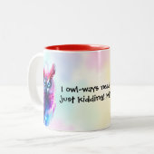 Funny Owl "Milk Please!" For Little Animal Lovers ツートーンマグカップ (正面左)