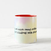 Funny Owl "Milk Please!" For Little Animal Lovers ツートーンマグカップ (中央)