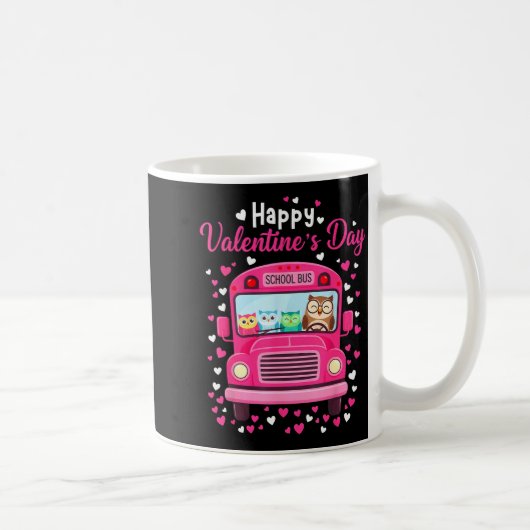 Funny Owls School Bus Driver Happy Valentines Day  コーヒーマグカップ (右)
