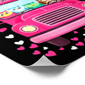 Funny owls school bus driver happy valentines day ポスター (角)