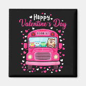 Funny Owls School Bus Driver Happy Valentines Day  マグネット (正面)