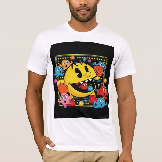 Funny Pac-Man T-Shirt – Retro Arcade Gaming Tee Tシャツ (正面)